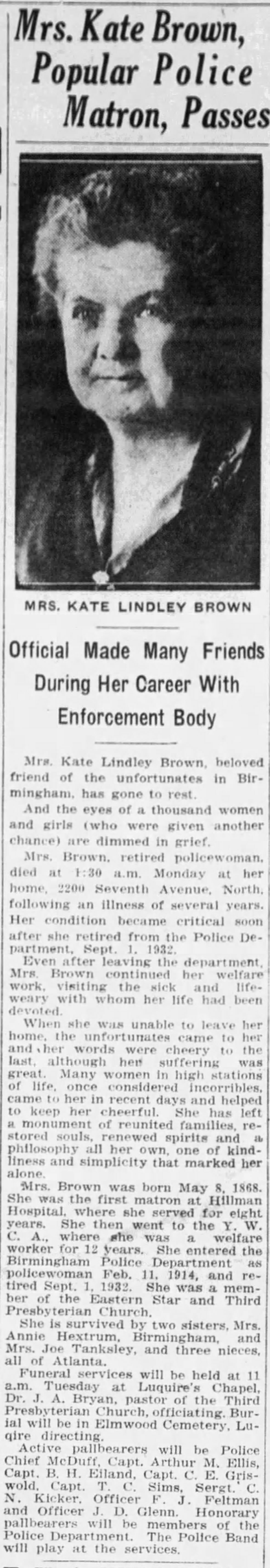 Kate Lindley Brown obituary